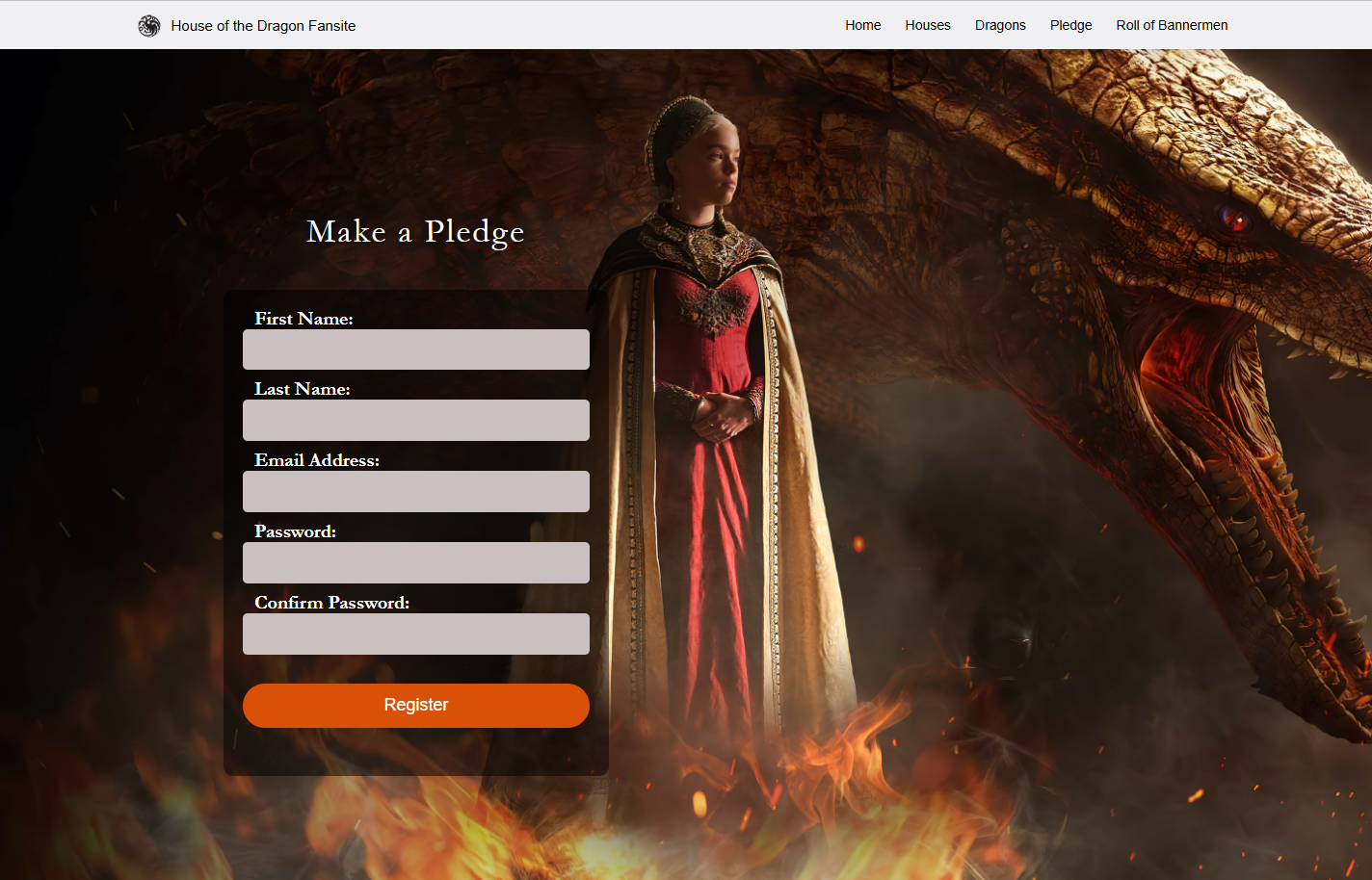 House of the Dragon Inspired Website
