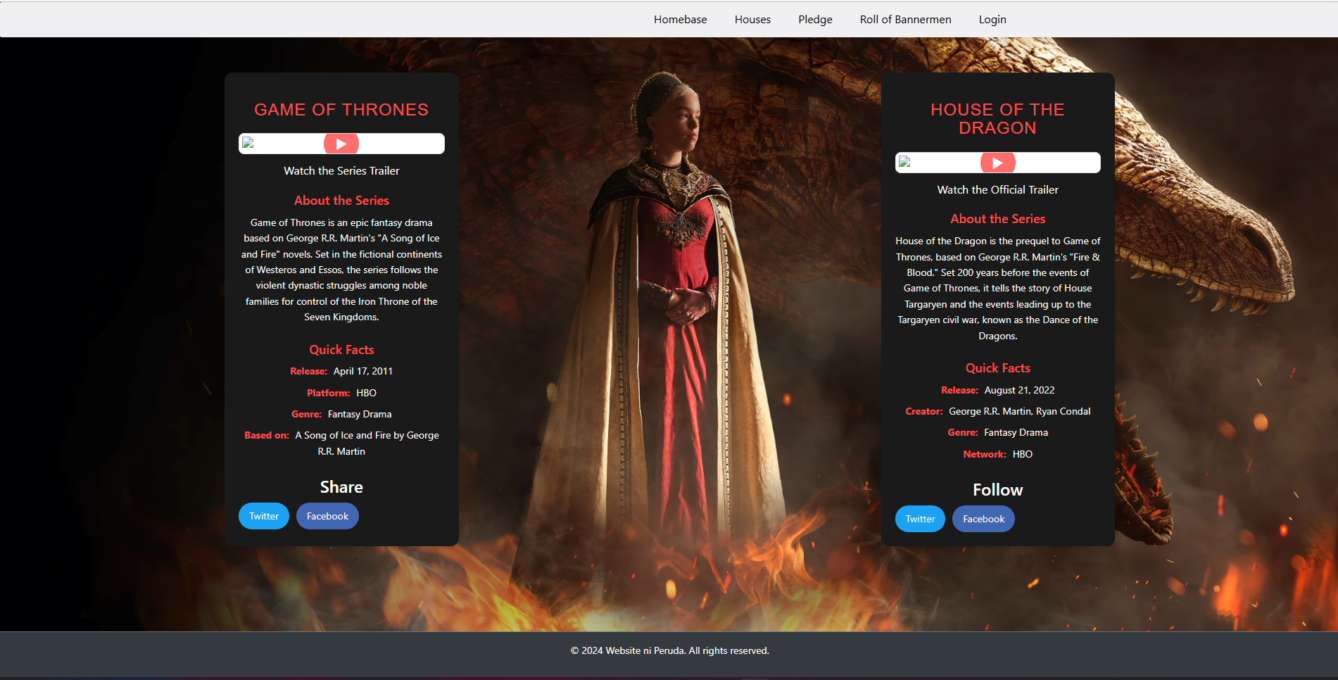 House of the Dragon Inspired Website Ver